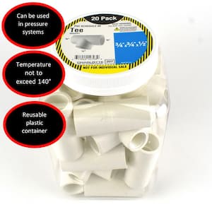 3/4 in. x 3/4 in. x 1/2 in. PVC Tee Pro Pack (20-Pack)