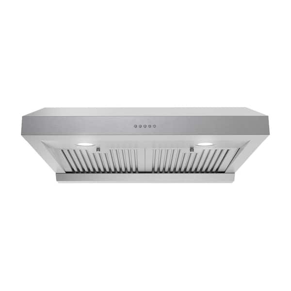 30 in. 406 CFM Ampezzo Ducted Under Cabinet Range Hood in Stainless Steel,Baffle Filters,Push Button Control, LED Lights