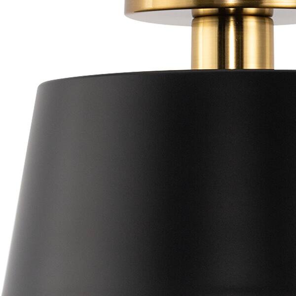 YANSUN 9.8 in. 1-Light Matte Black and Gold Bowl Semi-Flush