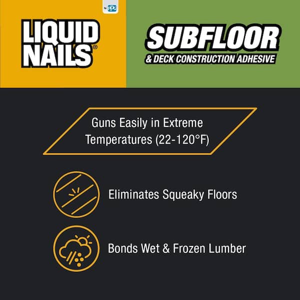 Liquid Nails - Subfloor and Deck 28 oz. Tan Low VOC Construction Adhesive (12-Pack)