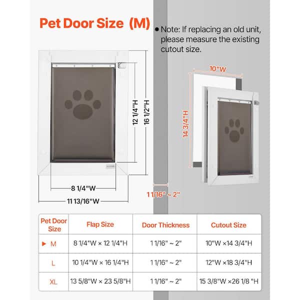 SKYSHALO Pet Door, Medium, with Three Magnetic Flaps and Metal
