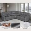 Ellesophas 109 in. 7 Pieces Modular Modern Contemporary Faux Leather Manual Recliner Sectional Sofa in. Gray HD-5121-03B2