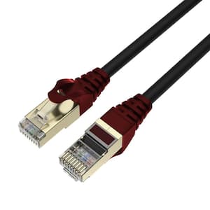 QG Length 75 ft. CAT 7 High-Speed Ethernet Cable for Outdoors- 26 AWG, Up to 10 Gbps, Gold Plated Contacts, RJ45 - Black