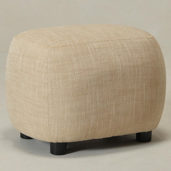 Wheat Linen Blend Upholstered Footrest Ottoman (Chair Not Included)