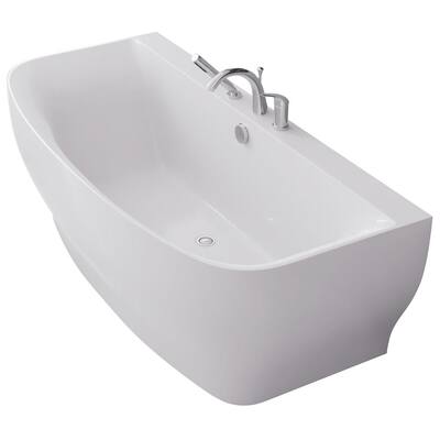 Bank 65 in. Acrylic Flatbottom Non-Whirlpool Bathtub with Deck Mounted Faucet in White
