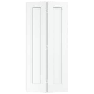36 in. x 80 in. 1 Panel Madison White Painted Smooth Molded Composite Closet Bi-Fold Door