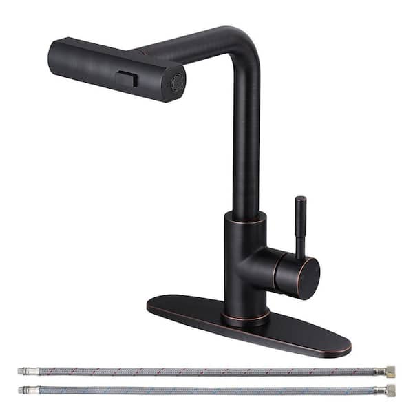 Waterfall 15.7 in. Single Handle Pull Down Sprayer Kitchen Faucet with 360° Spout Swivel in Oil Rubbed Bronze