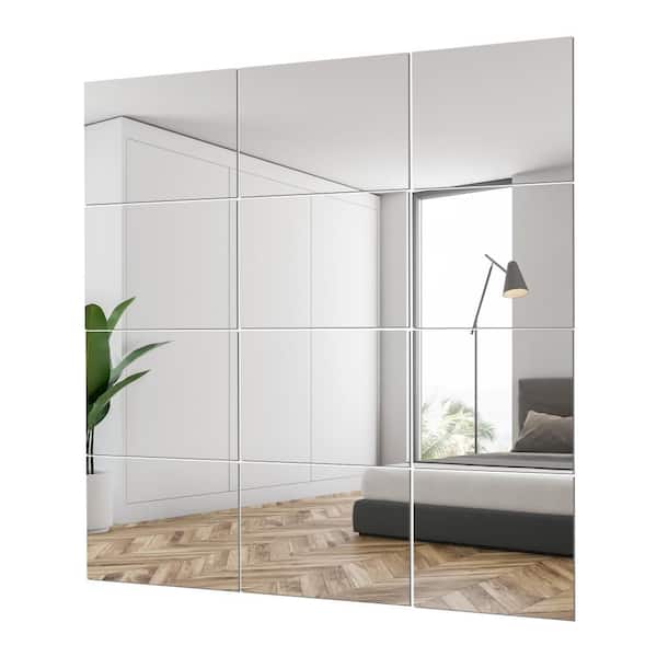 10 in. x 10 in. Frameless Mirror Tiles for Walls (Pack of 12), Self-Adhesive for Custom Wall Decor and Gym Mirrors