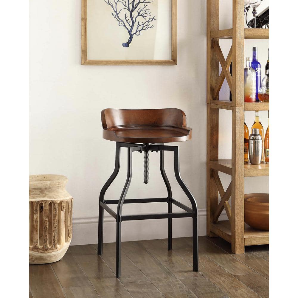 Chestnut Adjustable Backless Wood and Metal Bar Stool