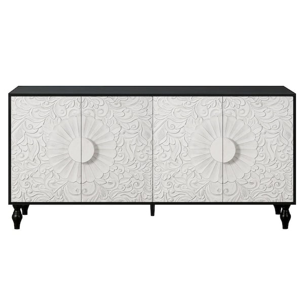 Boosicavelly Black White Wood 62.99 in. Sideboards