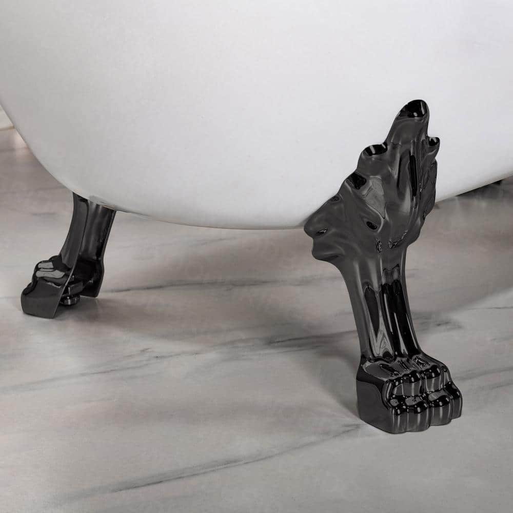 White Acrylic Slipper Clawfoot Bathtub with Matte Black Trim