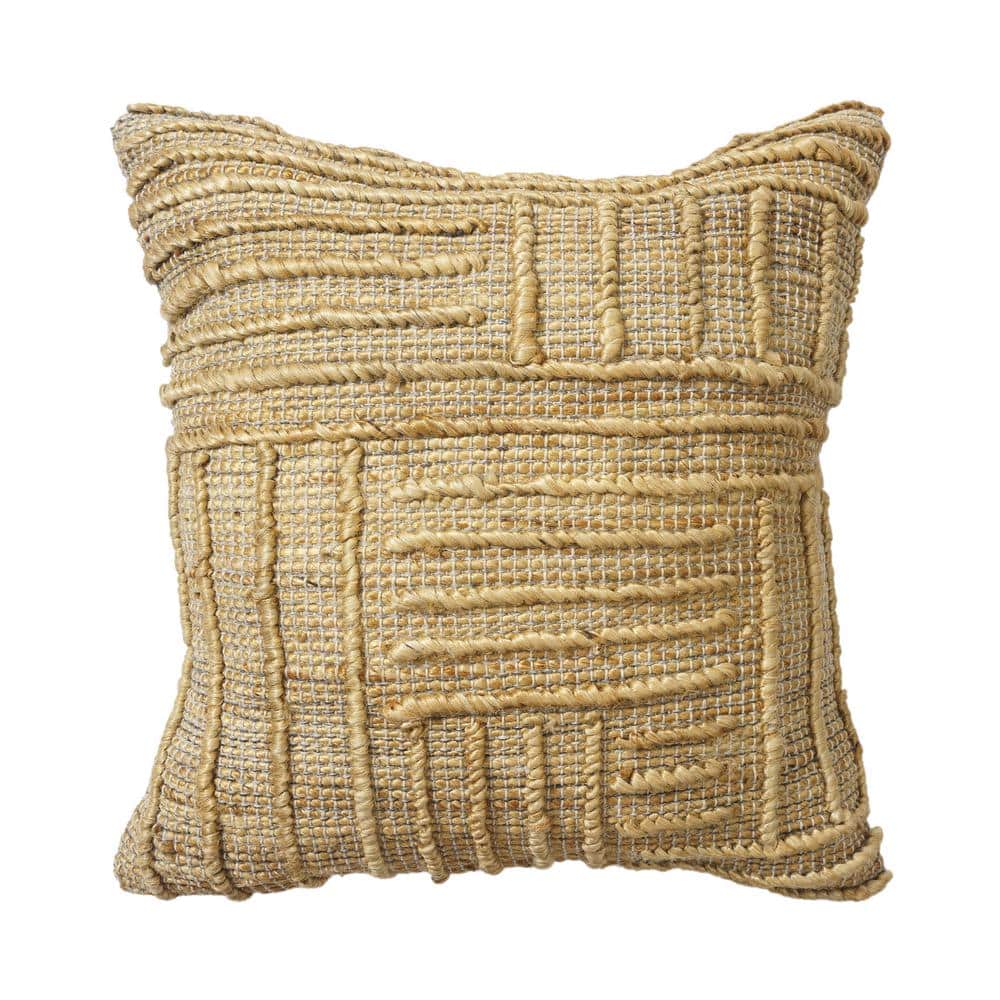 Boutique Tan Striped Textured Hand-Woven 22 in. x 22 in. Indoor  Throw Pill