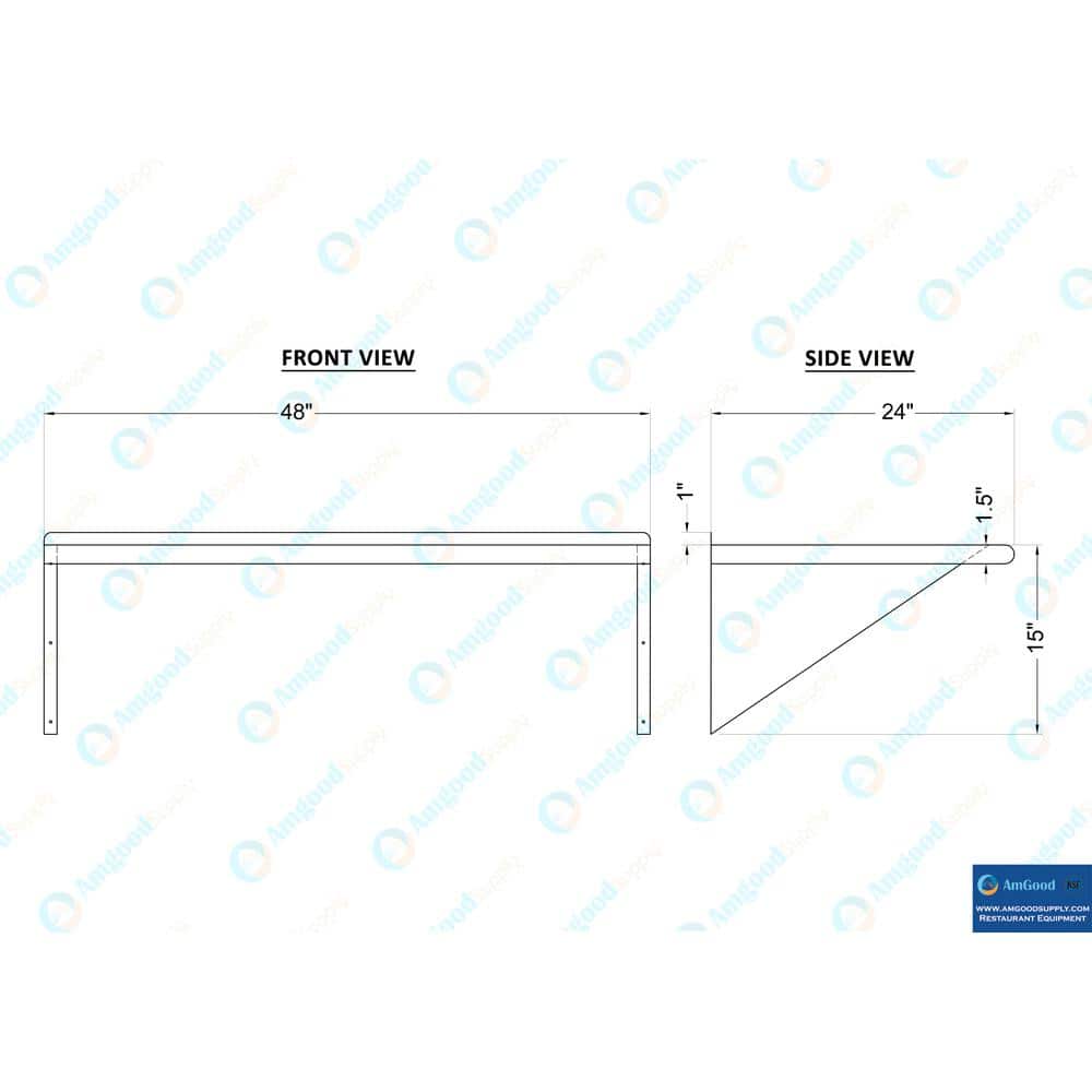 48" x 24" Stainless Steel Wall Shelf with Brackets