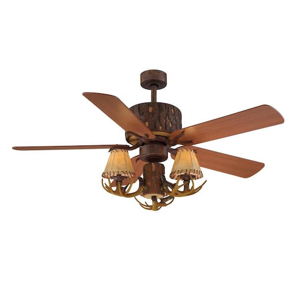 Hampton Bay Lodge 52 in. LED Nutmeg Ceiling Fan with Light and Remote ...