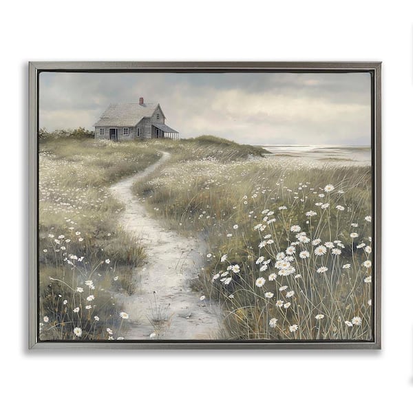 Stupell Industries Path To Coastal Cottage by Imagine It Images Gray Floater Frame Nature Graphic Art Print 25 in. x 31 in.