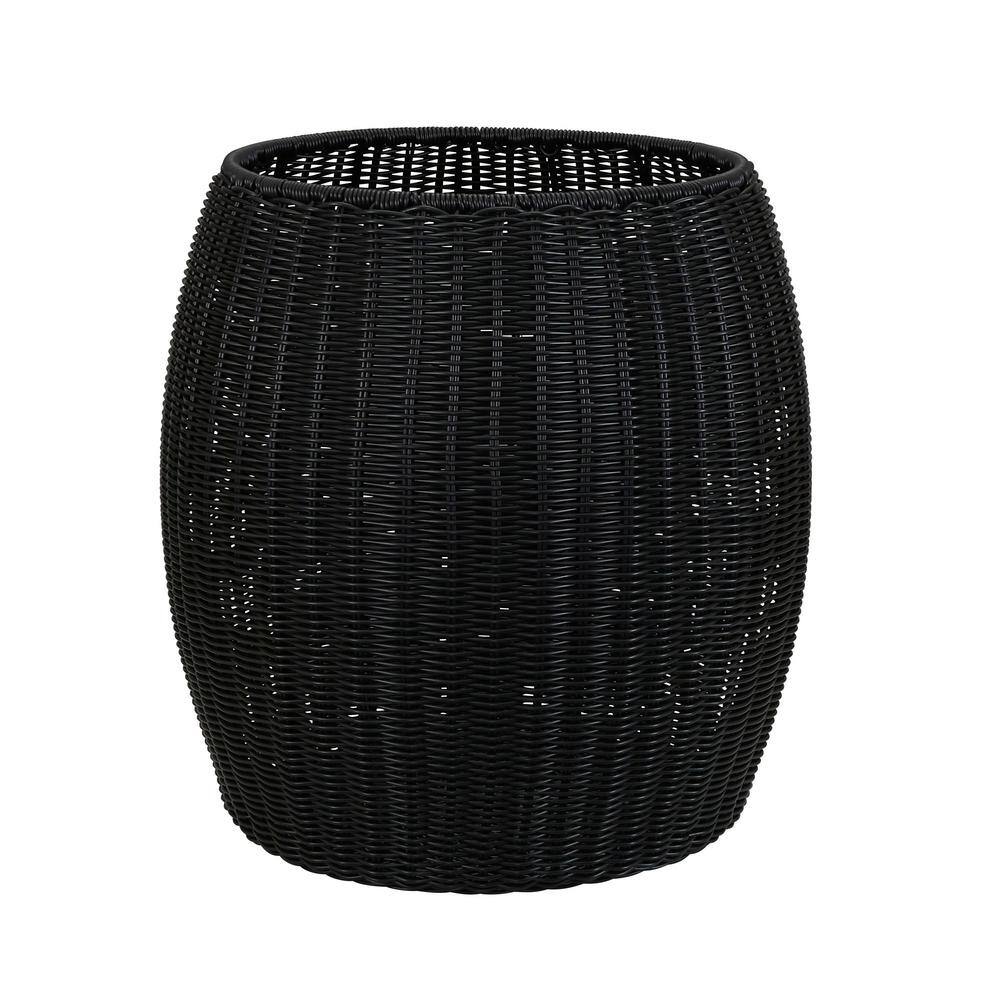 13.75 in Black Barrel Basket Side Table - thumbnail 9