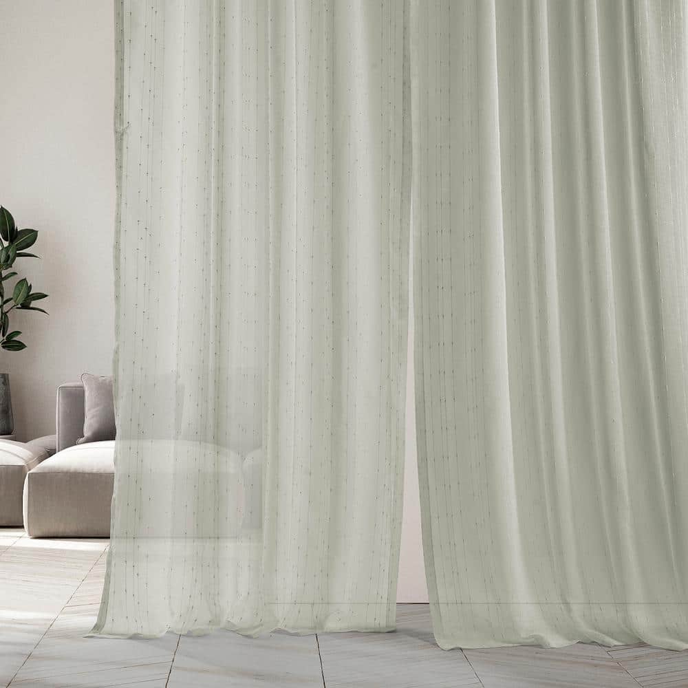 Elegant Montpellier White Sheer Linen & Polyester Curtain 50" x 96"