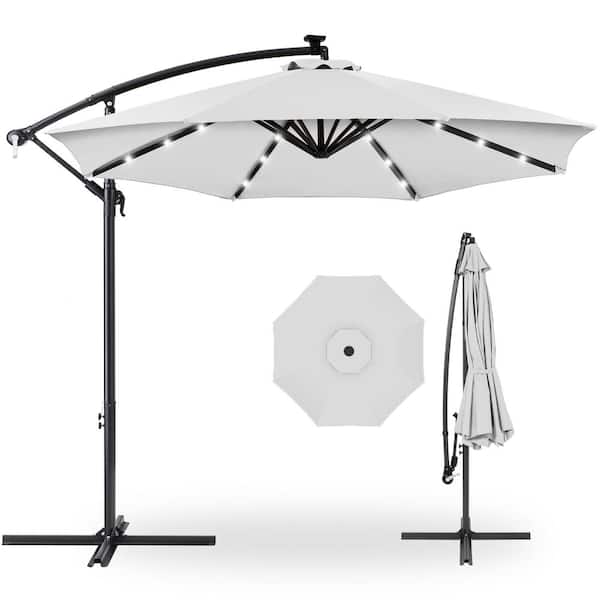 Best Choice Products 10 ft. Cantilever Solar LED Offset Patio Umbrella with Adjustable Tilt in Fog Gray