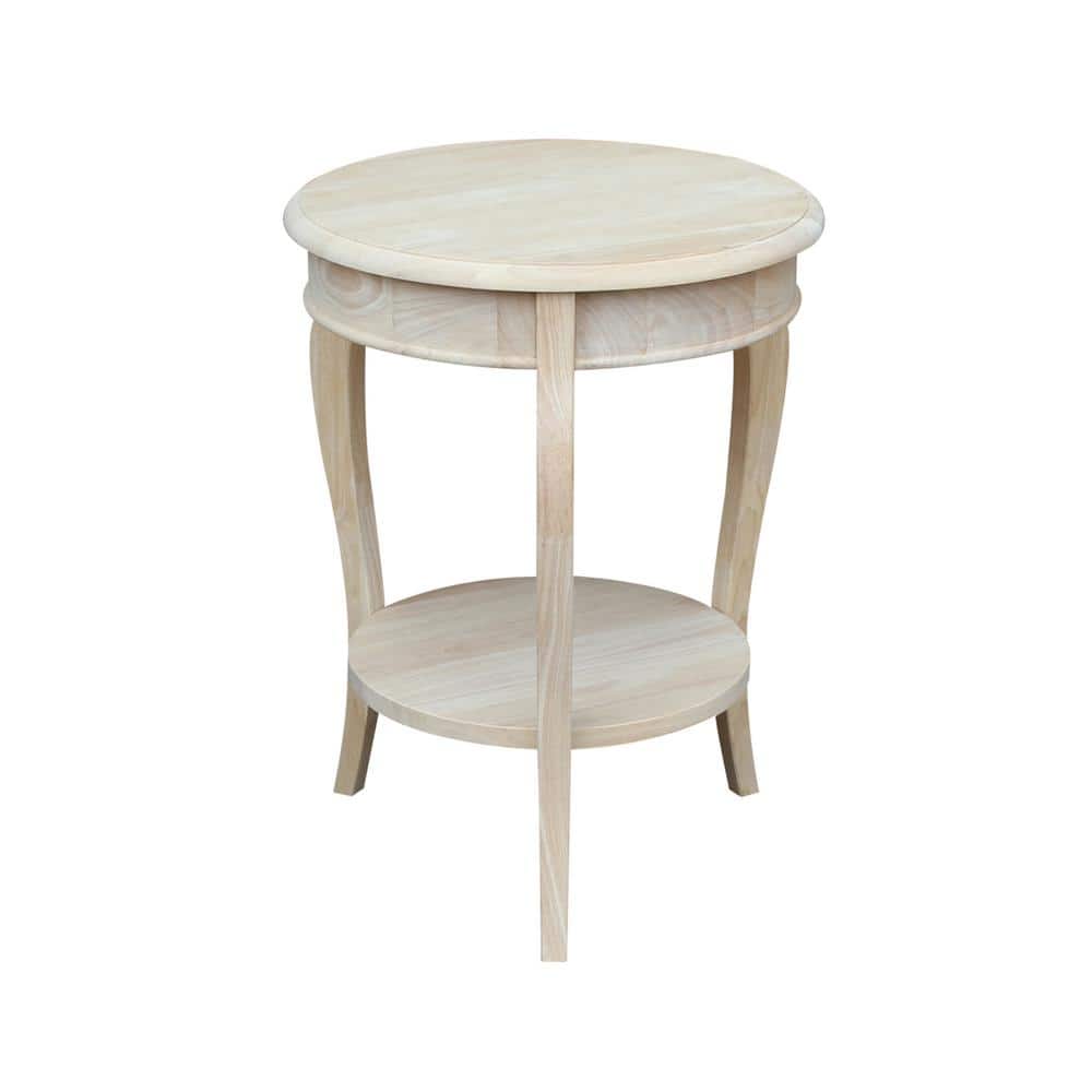 Cambria Classic Round Solid Parawood End Table in Unfinished Wood