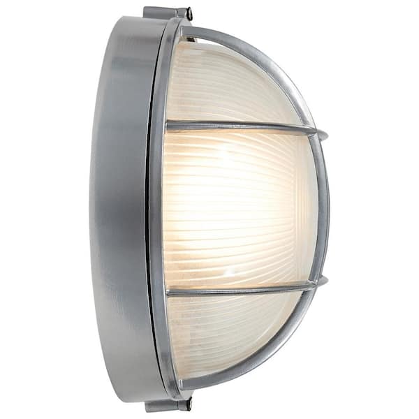 Access Lighting - Nauticus 1-Light Satin Outdoor Bulkhead Light with Frosted Glass Shade