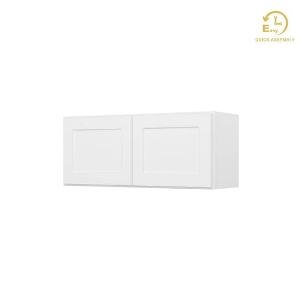 RoomyLife Easy-DIY 36 in. W x 12 in. D x 15 in. H Ready To Assemble Wall Kitchen Cabinet in Shaker White 2-Doors