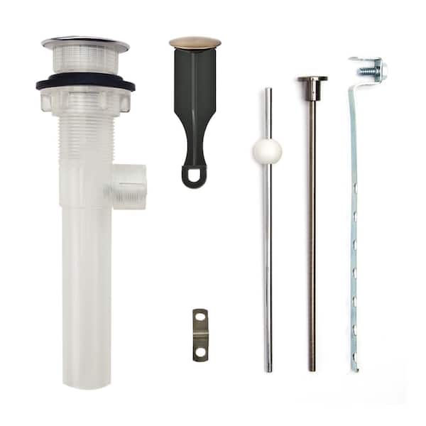PF WaterWorks Bathroom Pop-Up Drain with Ball Rod, Transparent ABS Body w/ Overflow, 1.6-2" Sink Hole, Antique Brass