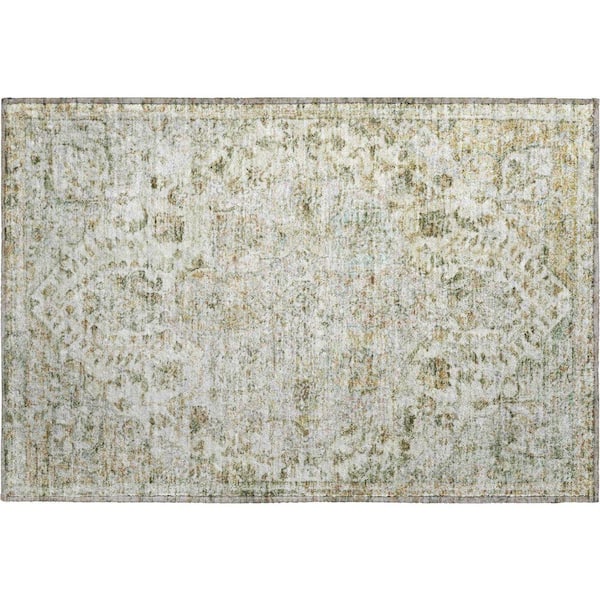 Mayfield Premium Machine Washable Abstract AMF2138 Ivory 2 ft. x 3 ft. Accent Rug