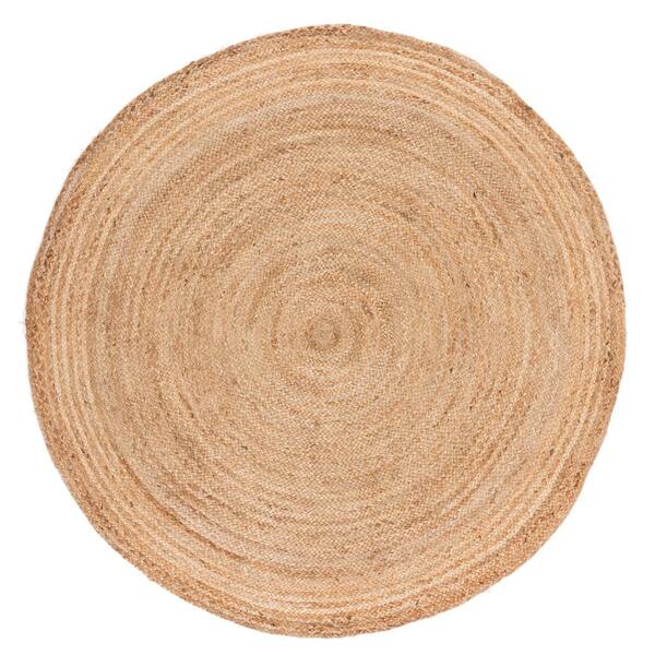 SAFAVIEH Cape Cod 10 ft. x 10 ft. Natural Solid Color Border Round Area Rug
