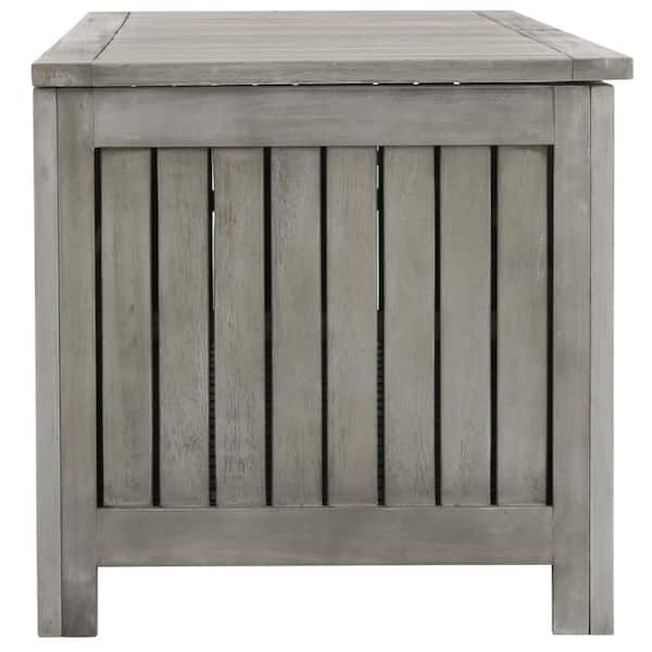Safavieh Abri 47 6 In W X 19 D 18 9 H Gray Wash Outdoor Storage Chest Pat7037b The Home Depot Gray Wash Outdoor Storage Chest, Outdoor Furniture Storage Cabinets