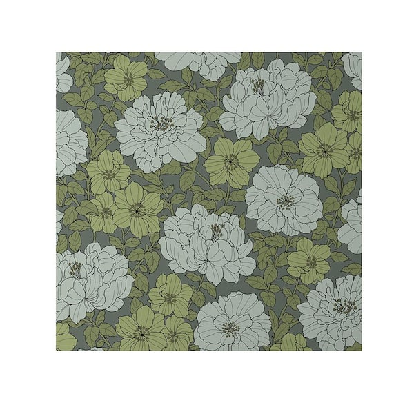 The Company Store Large Blooms Green Peel and Stick Removable Wallpaper Panel (covers approx. 26 sq. ft)