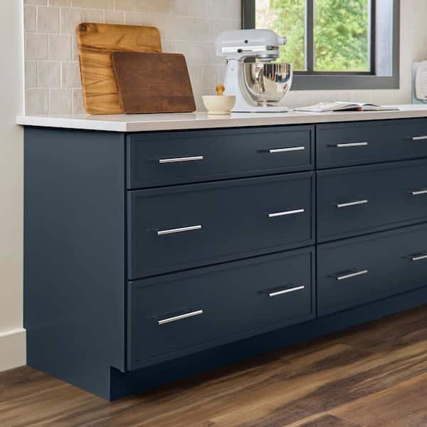 Leyton 24 in. W x 24 in. D x 34.5 in. H Ready to Assemble Plywood Slim Shaker Drawer Base Kitchen Cabinet in Ink Blue
