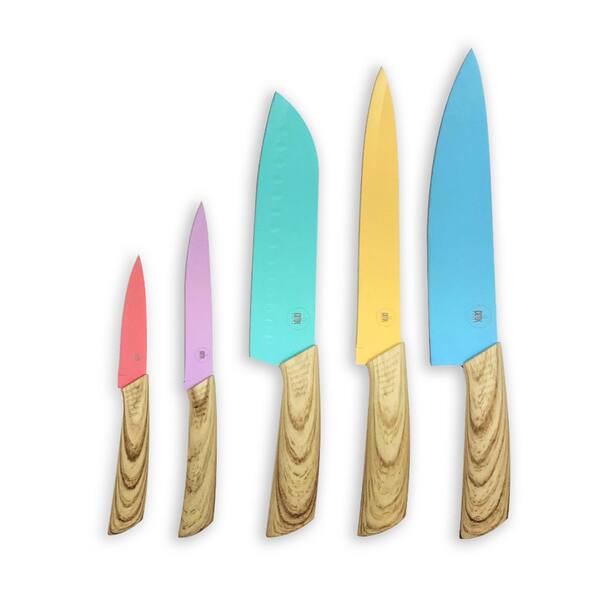 Unbranded 10-Piece Pastel Knife Set with Soft Touch Handles