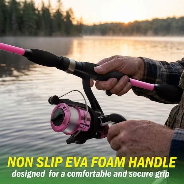 78 in. Pole Pink Fiberglass Rod and Reel Combo Medium Action, Size