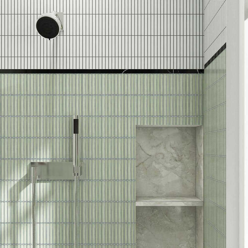 Reactive Jade Glossy Porcelain Mosaic Tile for Walls and Floors