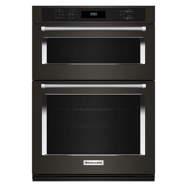 KitchenAid 27 in. Electric Wall Oven and Microwave Combo in Black Stainless Steel with PrintShield Finish with Air Fry Mode
