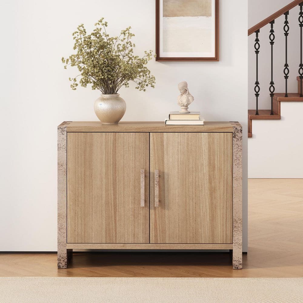 Mae Natural and Gray 30.25 in. Accent Storage Cabinet, Sideboard with Adjustable Shelves price history on PriceWatchPro