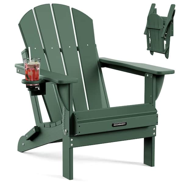 ITOPFOX Green Folding HDPE Adirondack Chairs, Sturdy Outside Chairs, Lawn Chairs