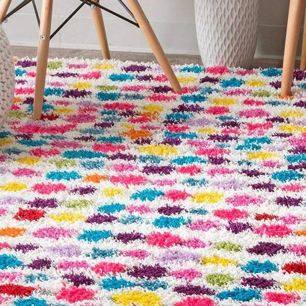 Sunny Spots Multicolor Shag Rug for Kids, 40" Round Synthetic