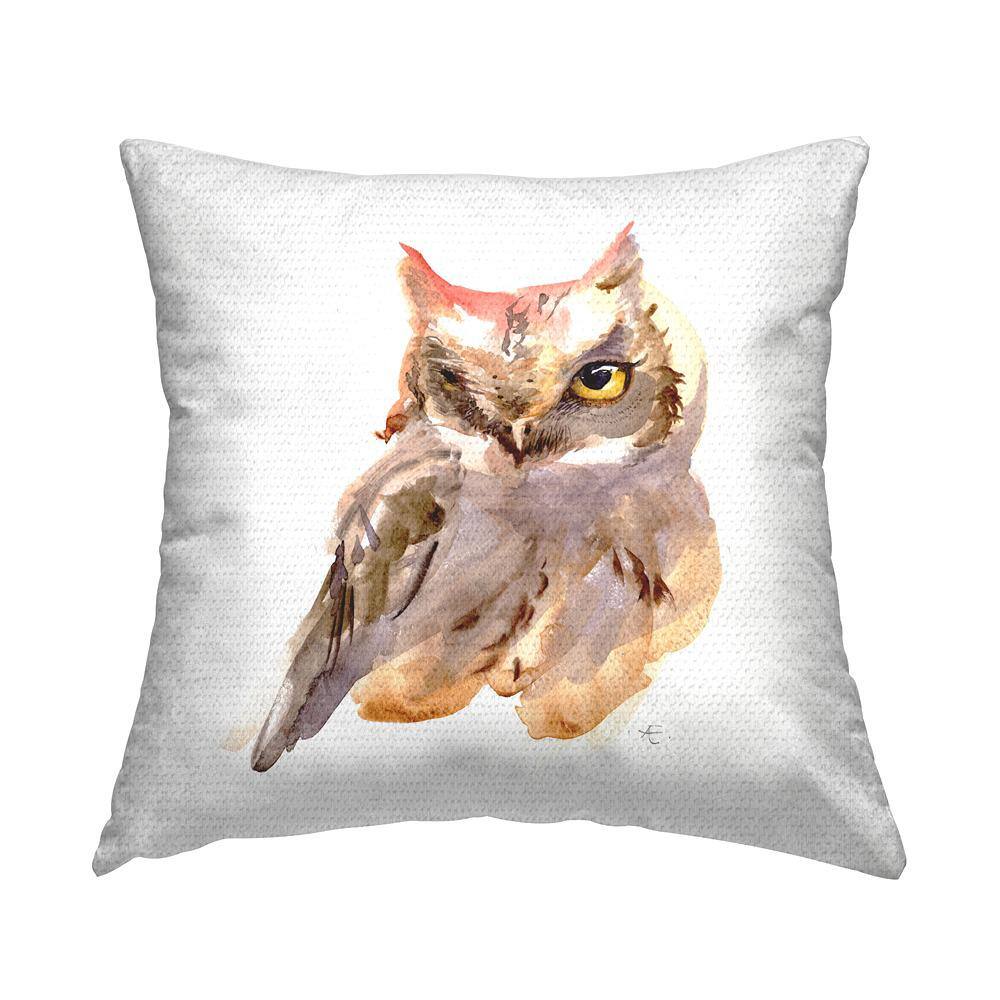 Brown Horned Owl Eye Wink Minimal Bird Brown Square Outdoor Throw Pillow price history on PriceWatchPro