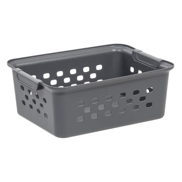 7 qt. Organizer Storage Basket in Gray with Built in Handle (10-Pack)