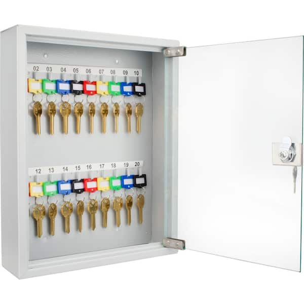 Lockable Key Cabinet Holder 20 Hook Metal Storage Comes With 2 Keys HW139 