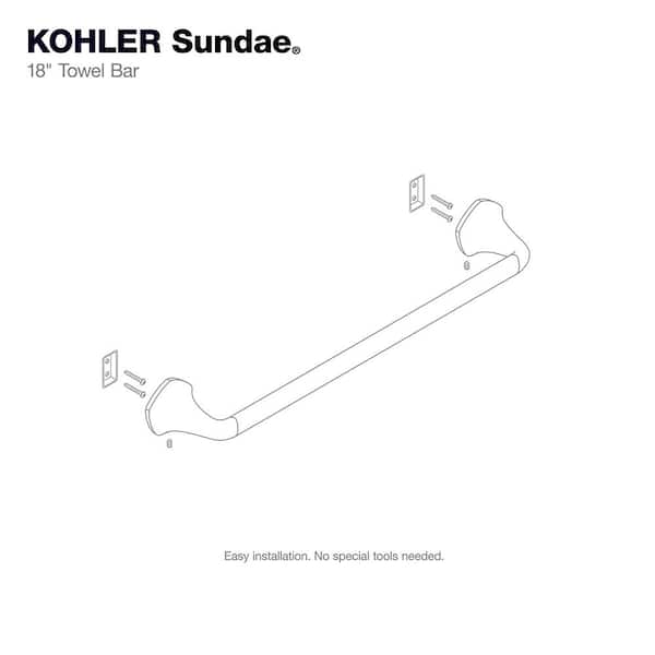 KOHLER Sundae 18 in. Single Wall Mounted Towel Bar in Vibrant Brushed Nickel