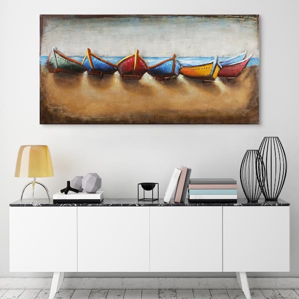 Empire Art Direct "Boats" Mixed Media Iron Hand Painted Dimensional Wall Decor