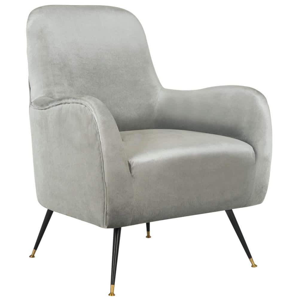 Elegant Transitional Beige Velvet Accent Chair with Gold Cap Legs