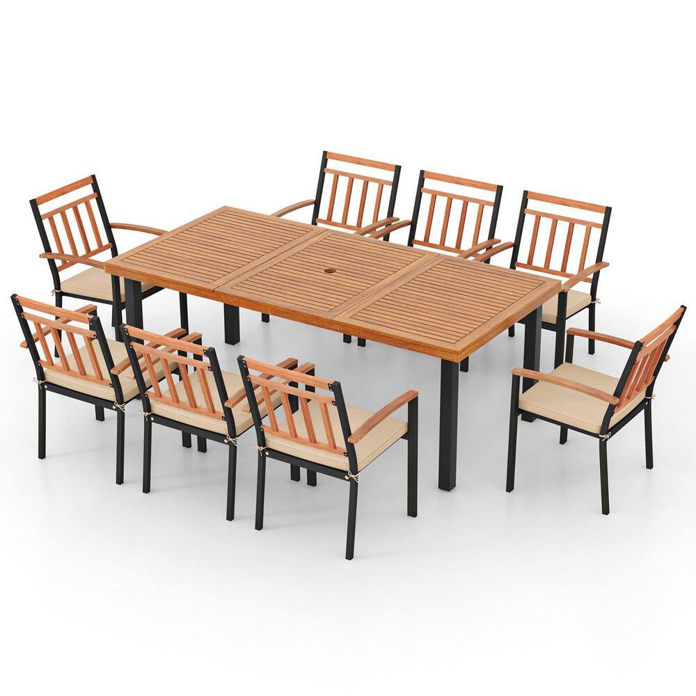 9 PCS Patio Dining Set w/ Soft Cushions and 1.9'' Umbrella Hole for Garden price history on PriceWatchPro