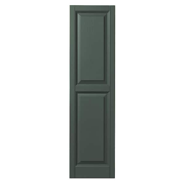 Ply Gem 15 in. x 63 in. Raised Panel Polypropylene Shutters Pair in Green