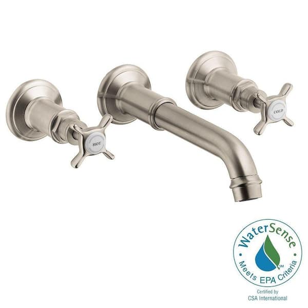 Hansgrohe Axor Montreux 2-Handle Wall Mount Bathroom Faucet in Brushed Nickel