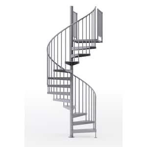 Condor Gray Interior 60in Diameter, Fits Height 102in - 114in, 2 36in Tall Platform Rails Spiral Staircase Kit