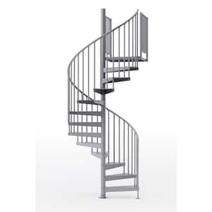 Condor Gray Interior 60in Diameter, Fits Height 110.5in - 123.5in, 2 36in Tall Platform Rails Spiral Staircase Kit