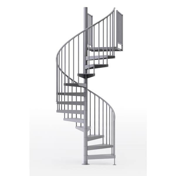 Mylen STAIRS Condor Gray Interior 60in Diameter, Fits Height 119in - 133in, 1 36in Tall Platform Rail Spiral Staircase Kit